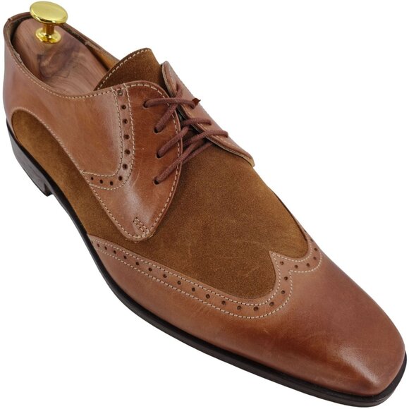 Mercanti Fiorentini Other - Mercanti Fiorentini Italy Dress Shoes Men 10 Brown Leather Wingtip Derby Oxfords